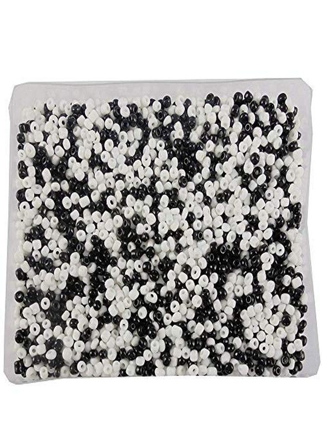 eshoppee 3mm 8/0 400 gm Double,Two Tone Colors Glass Seed Beads for Jewellery Making kit Art and Crafts Materials for Embroidery Necklace Bracelet Earring Making Materials DIY kit (Black/White) - Image 1